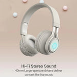 BT06C Cuffie wireless Bluetooth 5.0 carine per bambini con supporto luce LED per microfono Aux-in