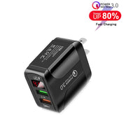 F002C QC3.0 Caricatore rapido USB + USB 2.0 con display digitale a LED per telefoni cellulari e tablet, spina americana, US Plug