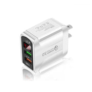 F002C QC3.0 Caricatore rapido USB + USB 2.0 con display digitale a LED per telefoni cellulari e tablet, spina americana, US Plug
