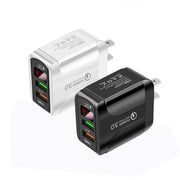 F002C QC3.0 Caricatore rapido USB + USB 2.0 con display digitale a LED per telefoni cellulari e tablet, spina americana, US Plug