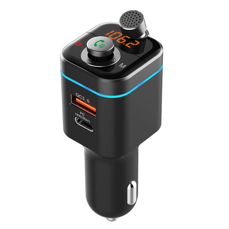 C72 Lettore MP3 per auto Ricevitore Trasmettitore FM PD18W Caricatore per auto USB-C Lettore musicale per telefono, C72
