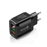F002C QC3.0 Caricabatterie rapido USB + USB 2.0 con display digitale a LED per telefoni cellulari e tablet, spina europea, EU Plug