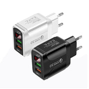 F002C QC3.0 Caricabatterie rapido USB + USB 2.0 con display digitale a LED per telefoni cellulari e tablet, spina europea, EU Plug