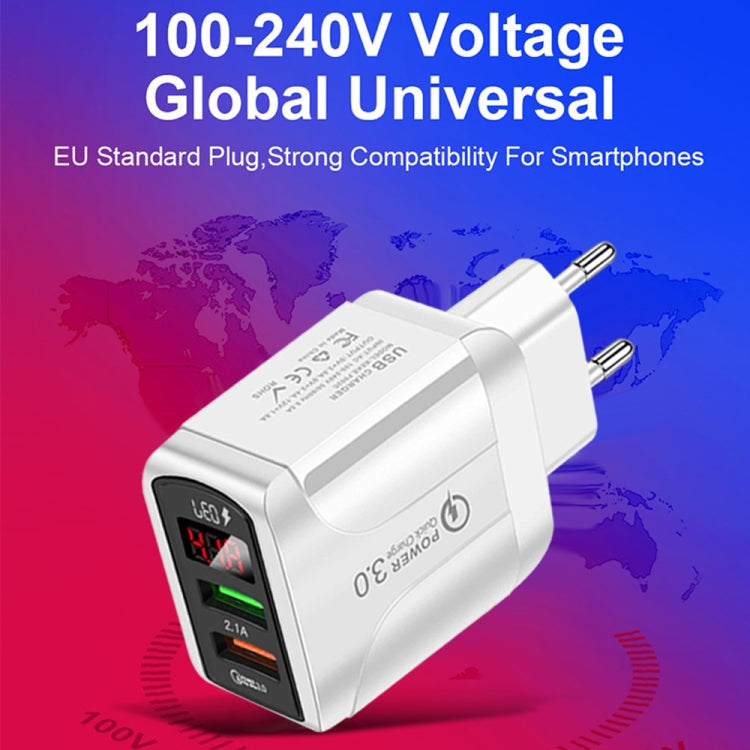 Caricabatterie rapido USB QC3.0 20W con display LED
