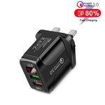 Caricabatterie rapido QC3.0 USB con display LED UK