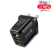 F002C QC3.0 Caricabatterie rapido USB + USB 2.0 con display digitale a LED per telefoni cellulari e tablet, spina UK, UK Plug
