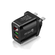 F002C QC3.0 Caricabatterie rapido USB + USB 2.0 con display digitale a LED per telefoni cellulari e tablet, spina UK, UK Plug