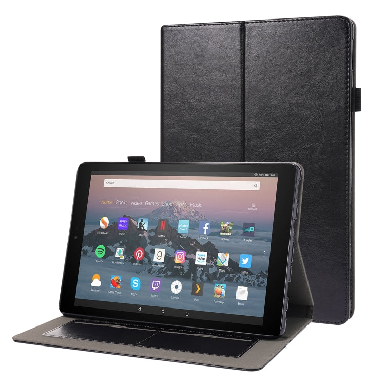 Custodia in pelle PU pieghevole orizzontale da lavoro con supporto a due pieghe, slot per schede e slot per penna, For Amazon Kindle Fire HD 10 2021