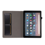Custodia in pelle PU pieghevole orizzontale da lavoro con supporto a due pieghe, slot per schede e slot per penna, For Amazon Kindle Fire HD 10 2021