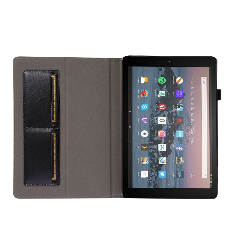 Custodia in pelle PU pieghevole orizzontale da lavoro con supporto a due pieghe, slot per schede e slot per penna, For Amazon Kindle Fire HD 10 2021