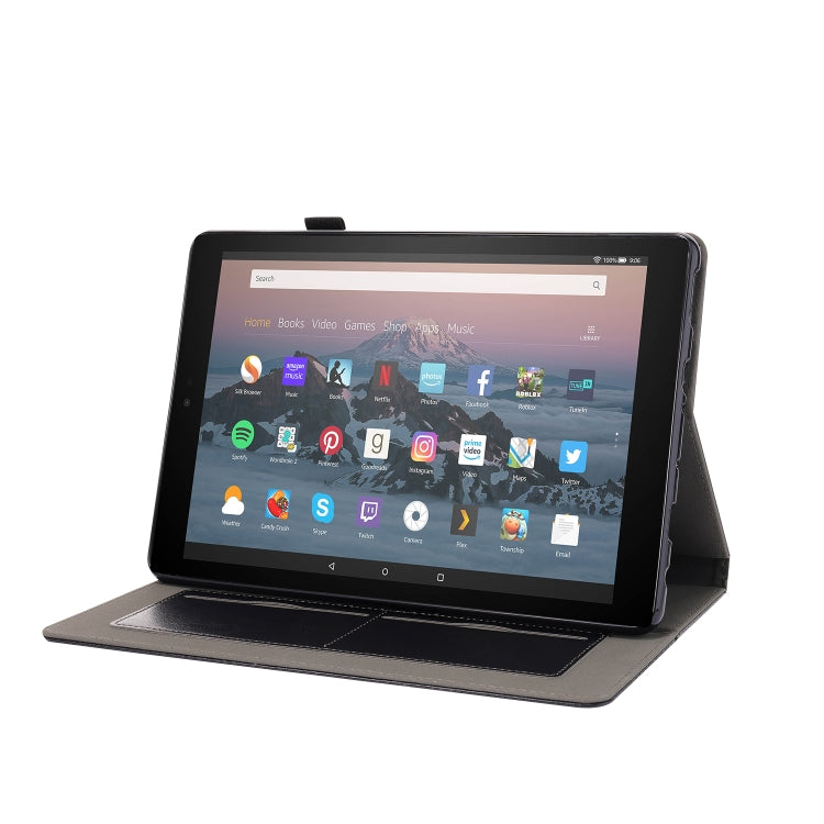 Custodia in pelle PU pieghevole orizzontale da lavoro con supporto a due pieghe, slot per schede e slot per penna, For Amazon Kindle Fire HD 10 2021