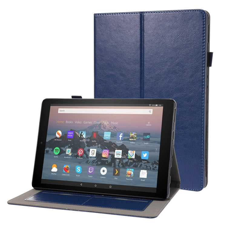 Custodia in pelle PU pieghevole orizzontale da lavoro con supporto a due pieghe, slot per schede e slot per penna, For Amazon Kindle Fire HD 10 2021