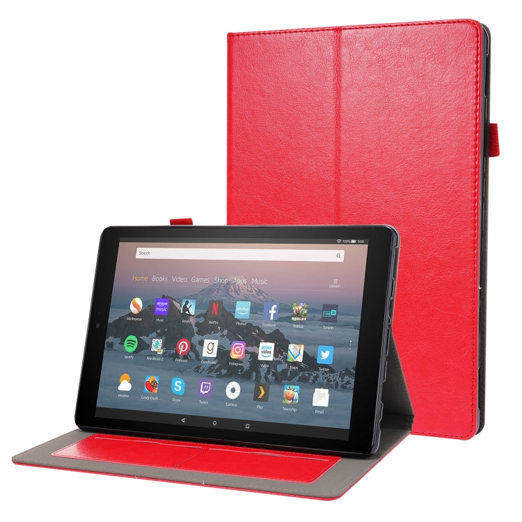 Custodia in pelle PU pieghevole orizzontale da lavoro con supporto a due pieghe, slot per schede e slot per penna, For Amazon Kindle Fire HD 10 2021