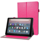 Custodia in pelle PU pieghevole orizzontale da lavoro con supporto a due pieghe, slot per schede e slot per penna, For Amazon Kindle Fire HD 10 2021