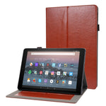 Custodia in pelle PU pieghevole orizzontale da lavoro con supporto a due pieghe, slot per schede e slot per penna, For Amazon Kindle Fire HD 10 2021