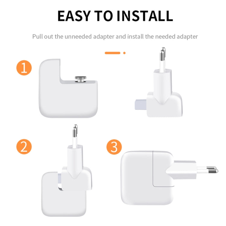 Adattatore di alimentazione XJ01 da 2 pezzi per caricabatterie iPad 10W 12W e caricabatterie serie MacBook, spina europea, EU Plug