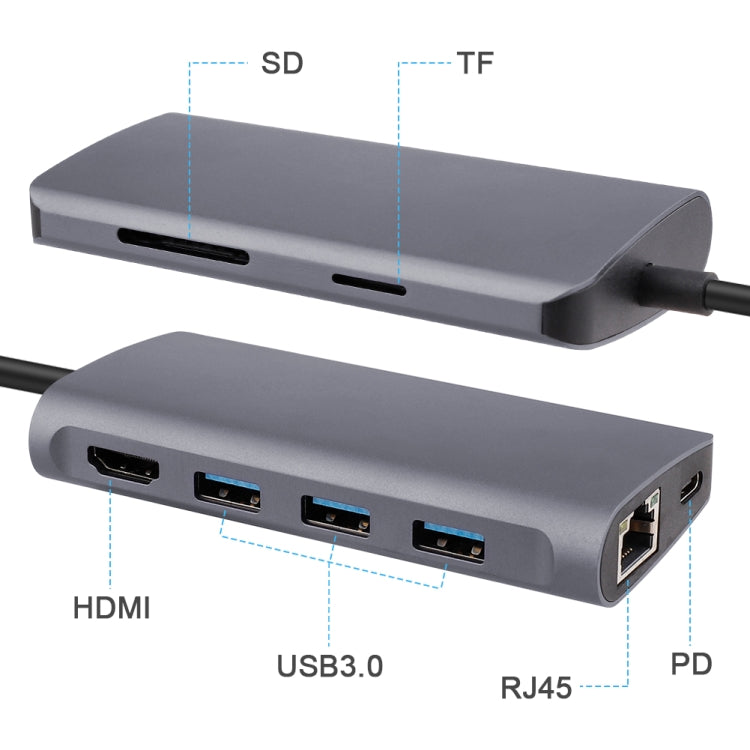 Adattatore HUB USB-C 8 in 1 con HDMI e porte USB 3.0