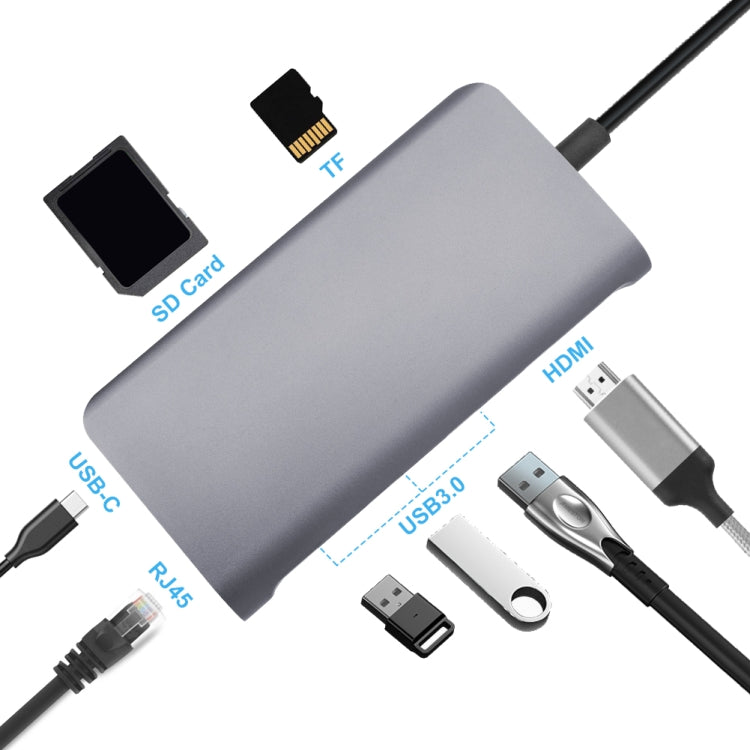 Adattatore HUB USB-C 8 in 1 con HDMI e porte USB 3.0