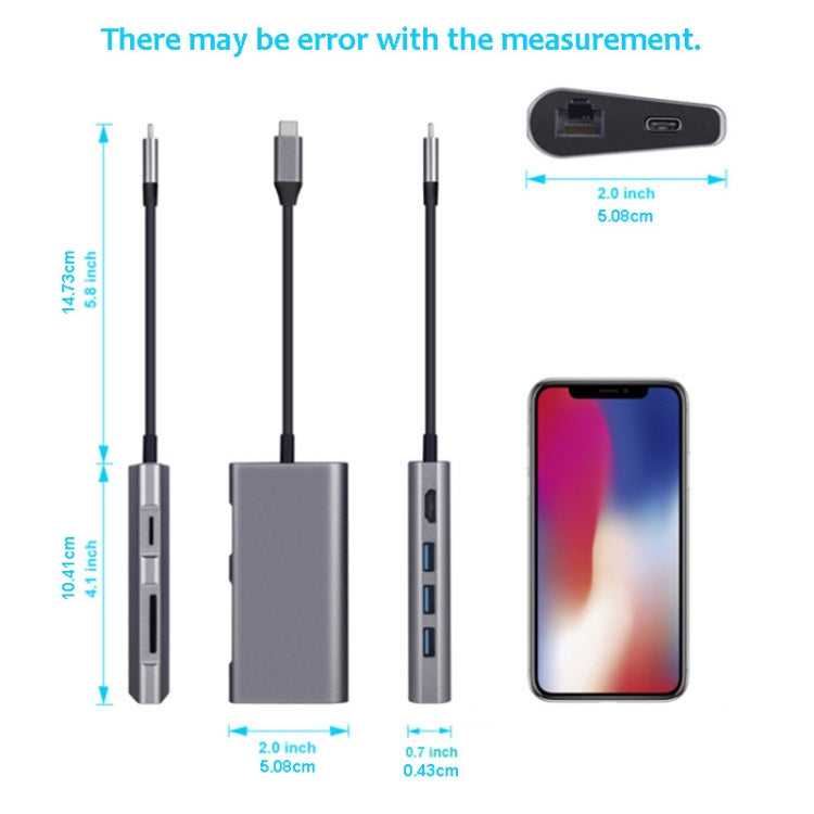 Adattatore HUB USB-C 8 in 1 con HDMI e porte USB 3.0