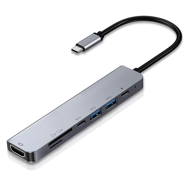 Hub USB-C 7 in 1 con HDMI 4K, SD/TF, 2 USB-C, 2 USB 3.0