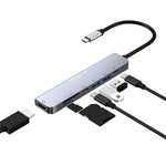 Hub USB-C 7 in 1 con HDMI 4K, SD/TF, 2 USB-C, 2 USB 3.0