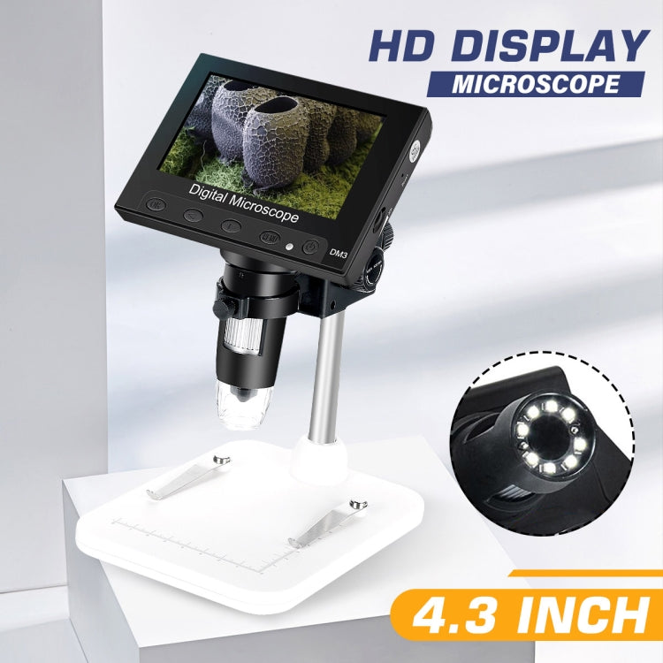 Endoscopio per microscopio digitale LCD DM4 da 4,3 pollici con registrazione e supporto, HD, 720P, zoom 1000X