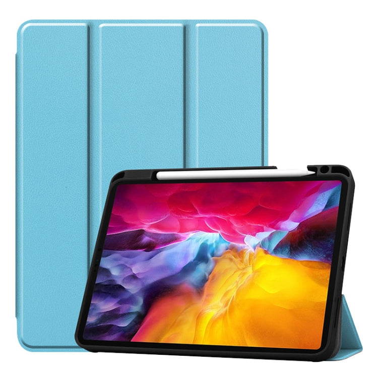 ENKAY 3-Folding Custodia in TPU antiurto Custer Texture Custodia in pelle PU con slot per matite e supporto e funzione Sleep / Wake-up per iPad Pro 11 2021/2020