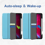 ENKAY 3-Folding Custodia in TPU antiurto Custer Texture Custodia in pelle PU con slot per matite e supporto e funzione Sleep / Wake-up per iPad Pro 11 2021/2020