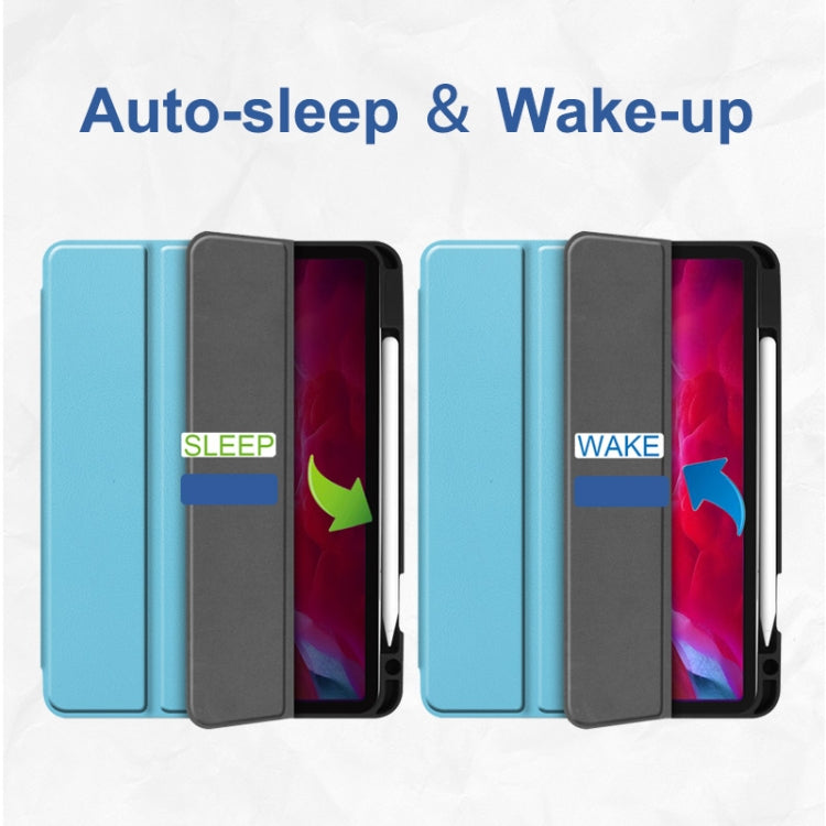 ENKAY 3-Folding Custodia in TPU antiurto Custer Texture Custodia in pelle PU con slot per matite e supporto e funzione Sleep / Wake-up per iPad Pro 11 2021/2020
