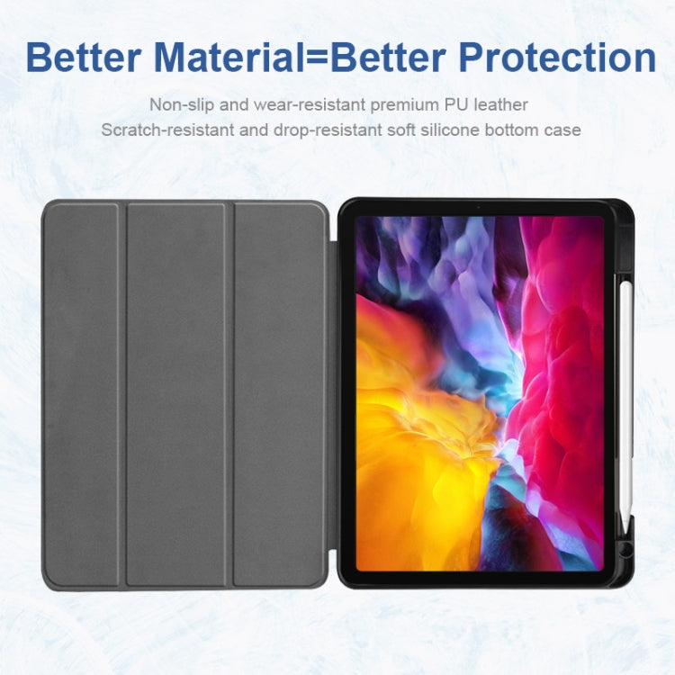 ENKAY 3-Folding Custodia in TPU antiurto Custer Texture Custodia in pelle PU con slot per matite e supporto e funzione Sleep / Wake-up per iPad Pro 11 2021/2020