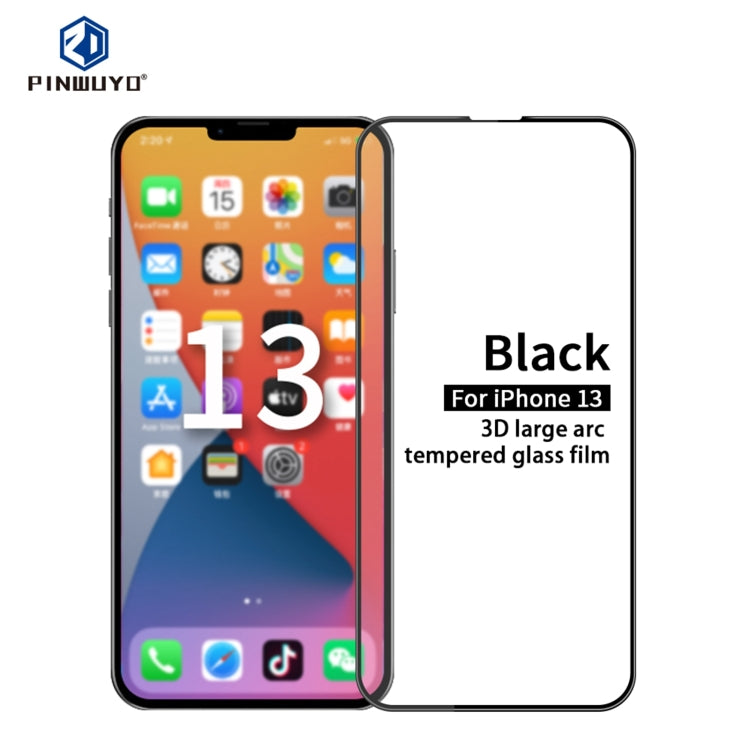 PINWUYO 9H Pellicola in vetro temperato a schermo intero curvo 3D antideflagrante, For iPhone 13 mini, For iPhone 13 / 13 Pro, For iPhone 13 Pro Max