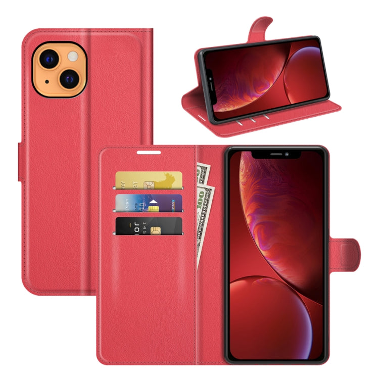 Per iPhone 13 Custodia protettiva a vibrazione orizzontale Litchi Texture con supporto, slot per schede e portafoglio, For iPhone 13