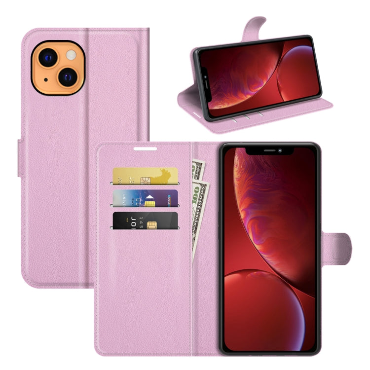 Per iPhone 13 Custodia protettiva a vibrazione orizzontale Litchi Texture con supporto, slot per schede e portafoglio, For iPhone 13