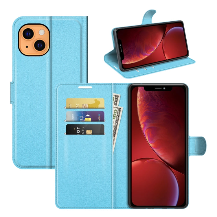 Custodia protettiva a vibrazione orizzontale per iPhone 13 mini Litchi Texture con supporto, slot per schede e portafoglio, For iPhone 13 mini