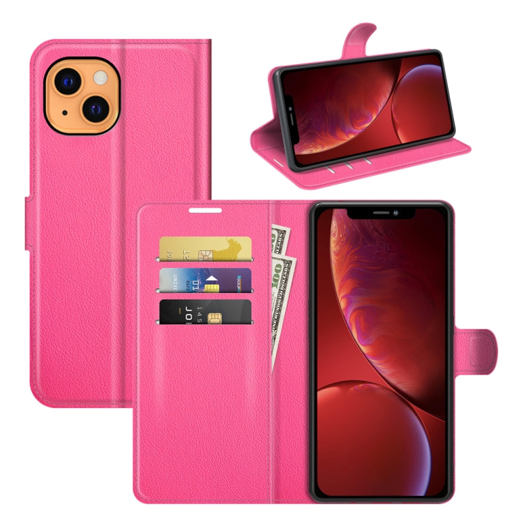Custodia protettiva a vibrazione orizzontale per iPhone 13 mini Litchi Texture con supporto, slot per schede e portafoglio, For iPhone 13 mini