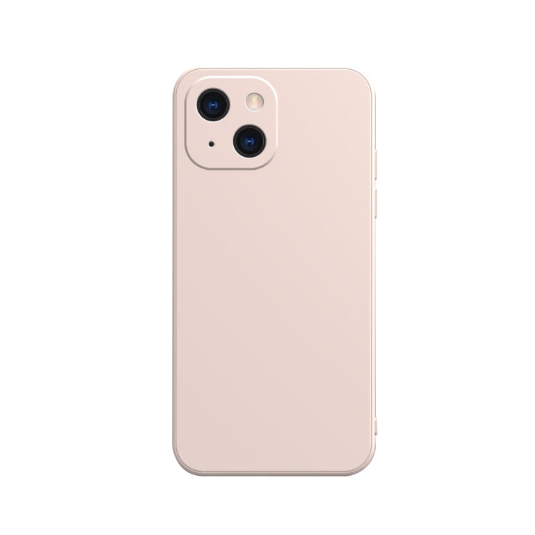 Custodia in flanella fodera in silicone liquido con bordo dritto a cubo in tinta unita, For iPhone 13 mini, For iPhone 13