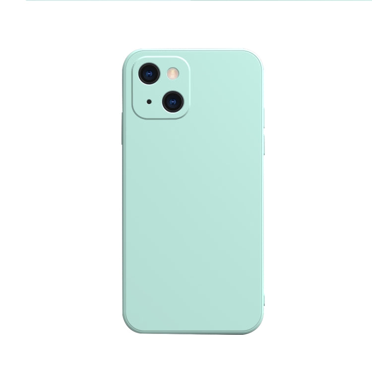 Custodia in flanella fodera in silicone liquido con bordo dritto a cubo in tinta unita, For iPhone 13 mini, For iPhone 13