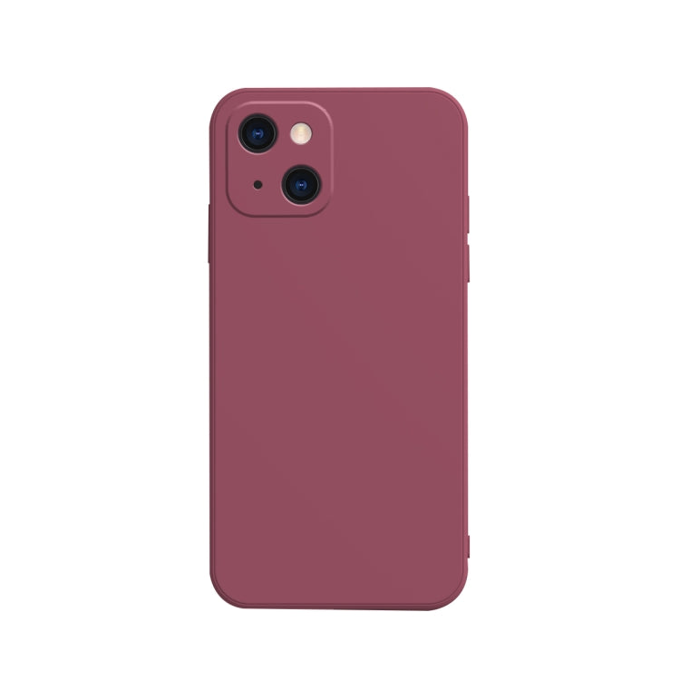 Custodia in flanella fodera in silicone liquido con bordo dritto a cubo in tinta unita, For iPhone 13 mini, For iPhone 13