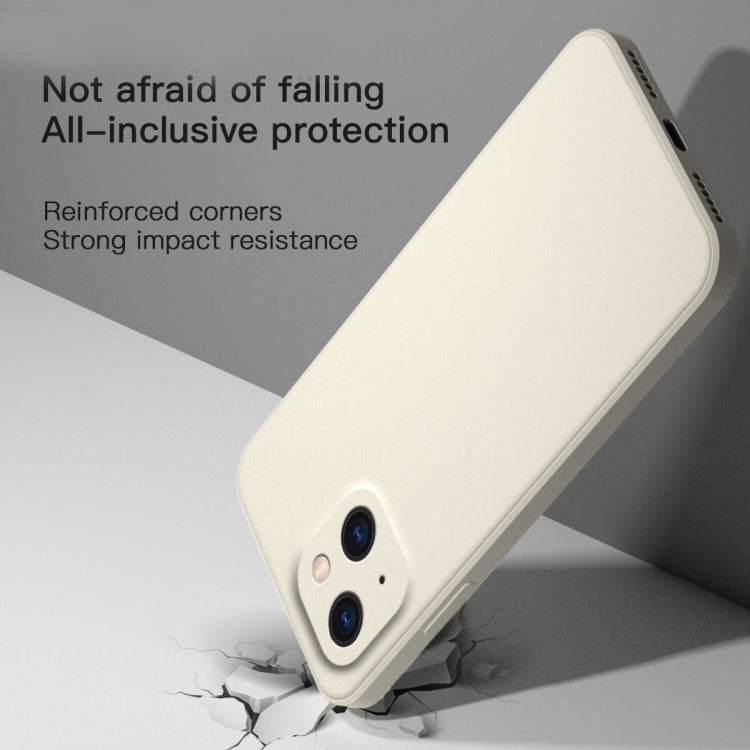 Custodia in flanella fodera in silicone liquido con bordo dritto a cubo in tinta unita, For iPhone 13 mini, For iPhone 13