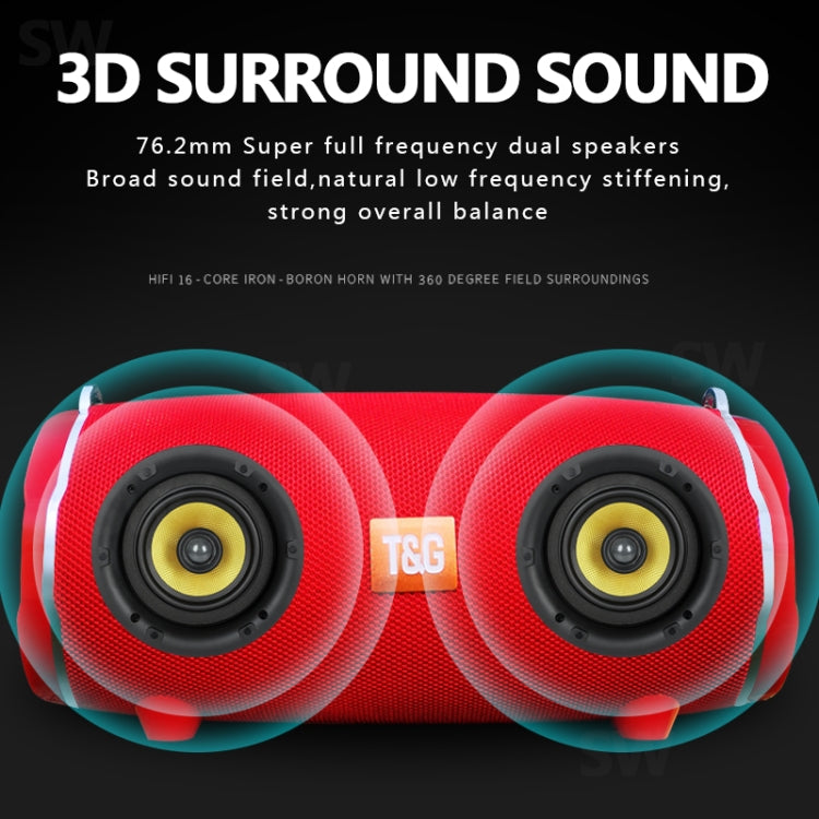 T&G TG187 Altoparlante Bluetooth Wireless Bass Surround portatile impermeabile con tracolla, supporto scheda FM / TF