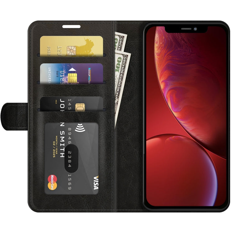 R64 Texture Custodia protettiva a vibrazione singola orizzontale con supporto e slot per schede e portafoglio e cornice per foto per iPhone 13