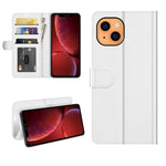 R64 Texture Custodia protettiva a vibrazione singola orizzontale con supporto e slot per schede e portafoglio e cornice per foto per iPhone 13