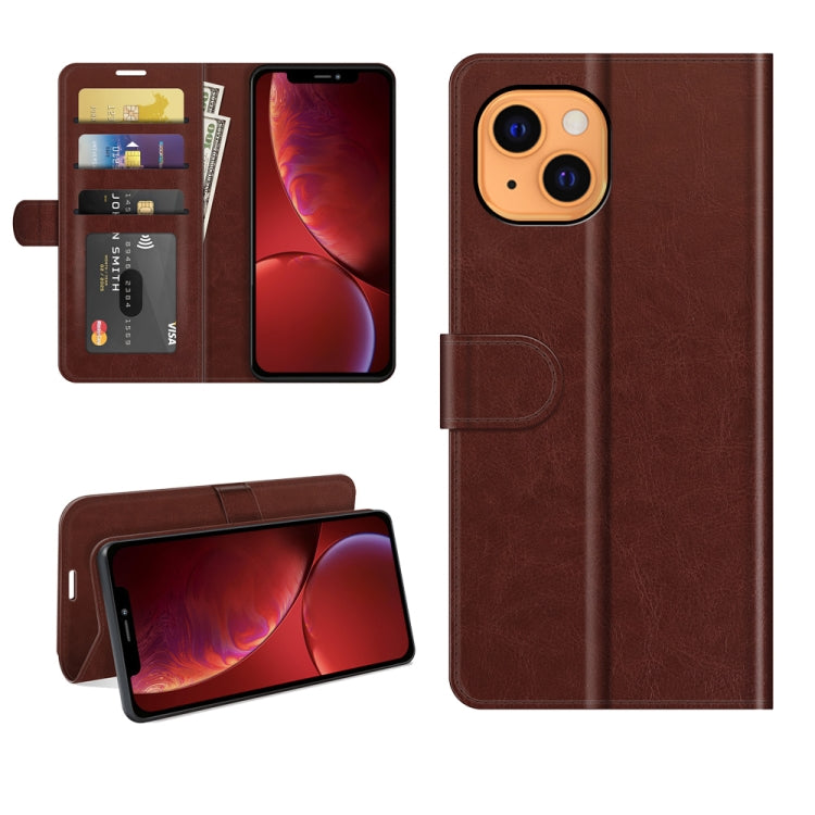 R64 Texture Custodia protettiva a vibrazione singola orizzontale con supporto e slot per schede e portafoglio e cornice per foto per iPhone 13