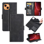 Custodia in pelle flip orizzontale con fibbia magnetica a doppio lato con supporto e slot per carte e portafoglio per iPhone 13 mini