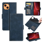 Custodia in pelle flip orizzontale con fibbia magnetica a doppio lato con supporto e slot per carte e portafoglio per iPhone 13 mini
