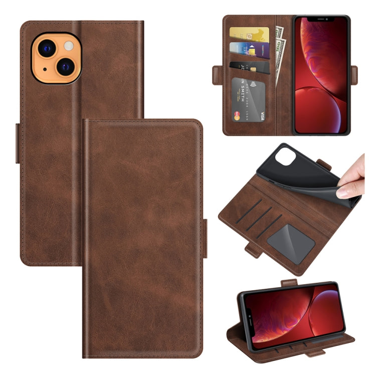 Custodia in pelle flip orizzontale con fibbia magnetica su entrambi i lati con supporto e slot per carte e portafoglio per iPhone 13