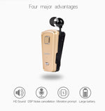 F980 CSR4.1 Auricolare Bluetooth antifurto con promemoria di vibrazione del chiamante con cavo retrattile, Black, White, Silver, Gold