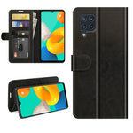 Per Samsung Galaxy M32 R64 Texture Custodia protettiva a vibrazione orizzontale singola con supporto e slot per schede e portafoglio e cornice per foto
