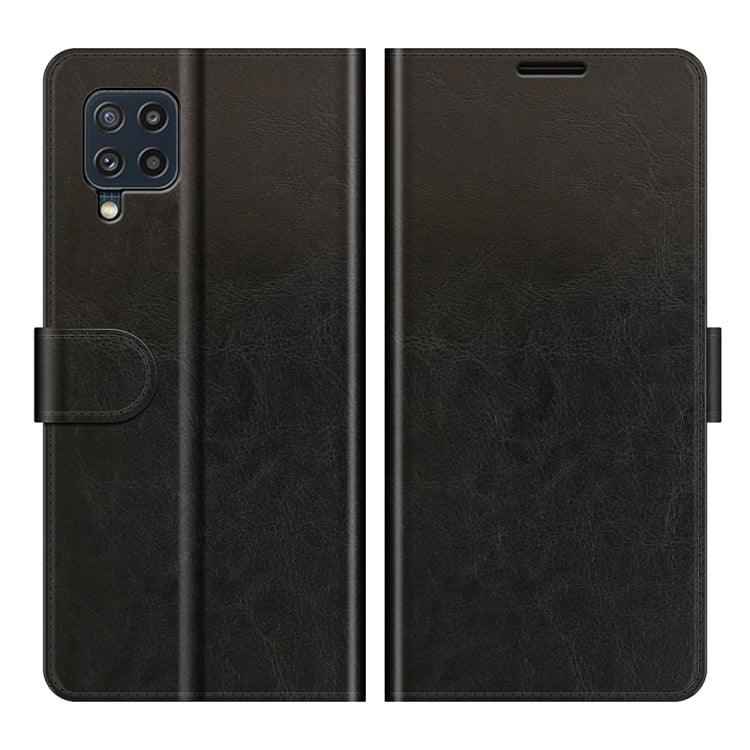 Per Samsung Galaxy M32 R64 Texture Custodia protettiva a vibrazione orizzontale singola con supporto e slot per schede e portafoglio e cornice per foto