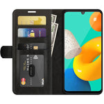 Per Samsung Galaxy M32 R64 Texture Custodia protettiva a vibrazione orizzontale singola con supporto e slot per schede e portafoglio e cornice per foto